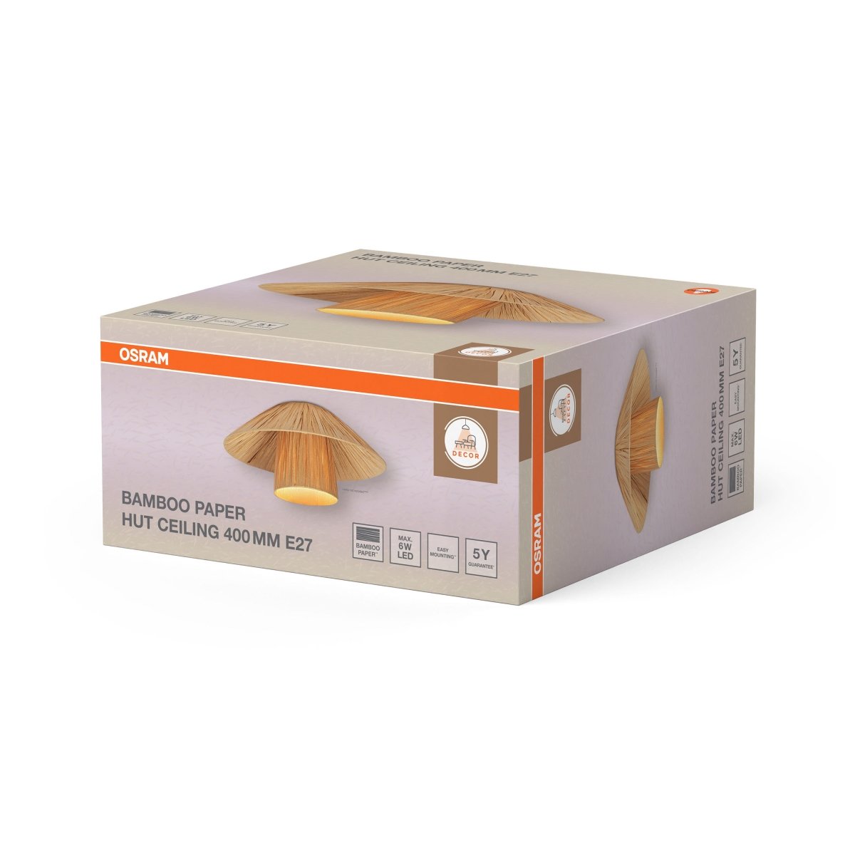 OSRAM Decor Bamboo Paper Hut Plafon 400mm E27 brązowy - eshop Ledvance PL 4099854452864