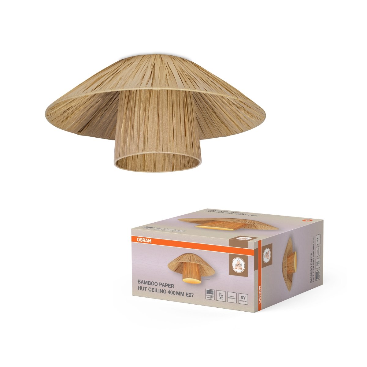 OSRAM Decor Bamboo Paper Hut Plafon 400mm E27 brązowy - eshop Ledvance PL 4099854452864