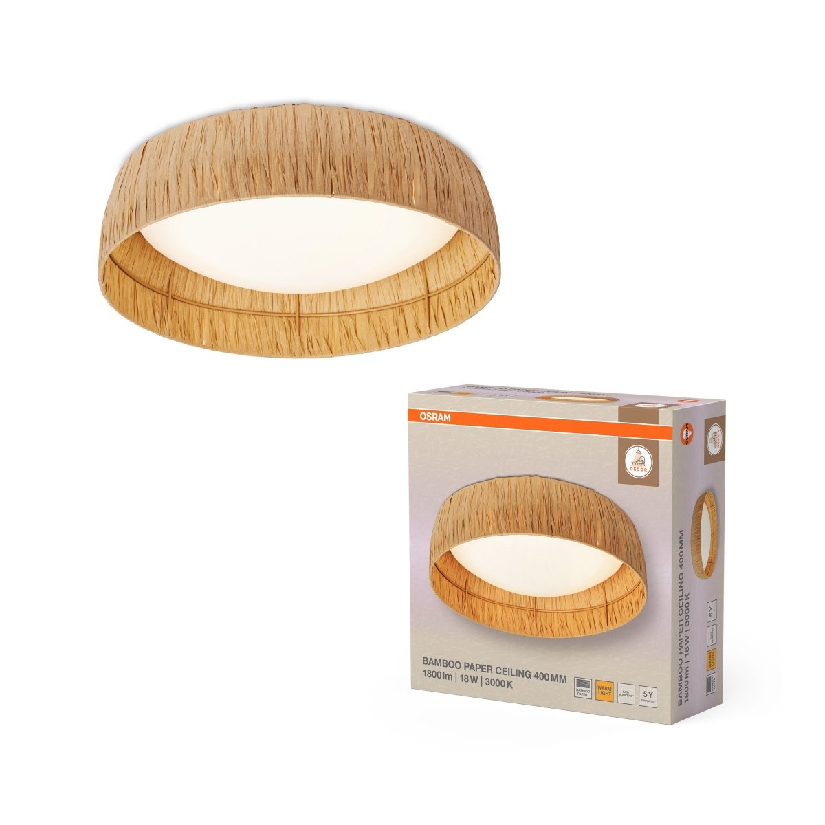 OSRAM Decor Bamboo Paper Plafon 400mm 18W 830 brązowy - eshop Ledvance PL 4099854452796