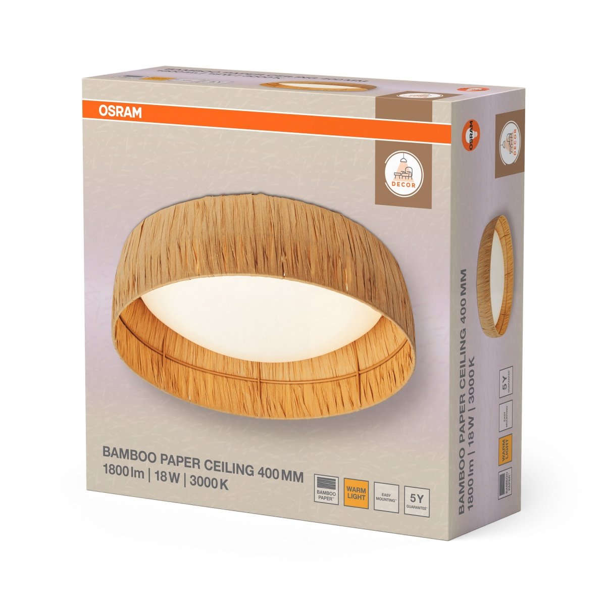 OSRAM Decor Bamboo Paper Plafon 400mm 18W 830 brązowy - eshop Ledvance PL 4099854452796