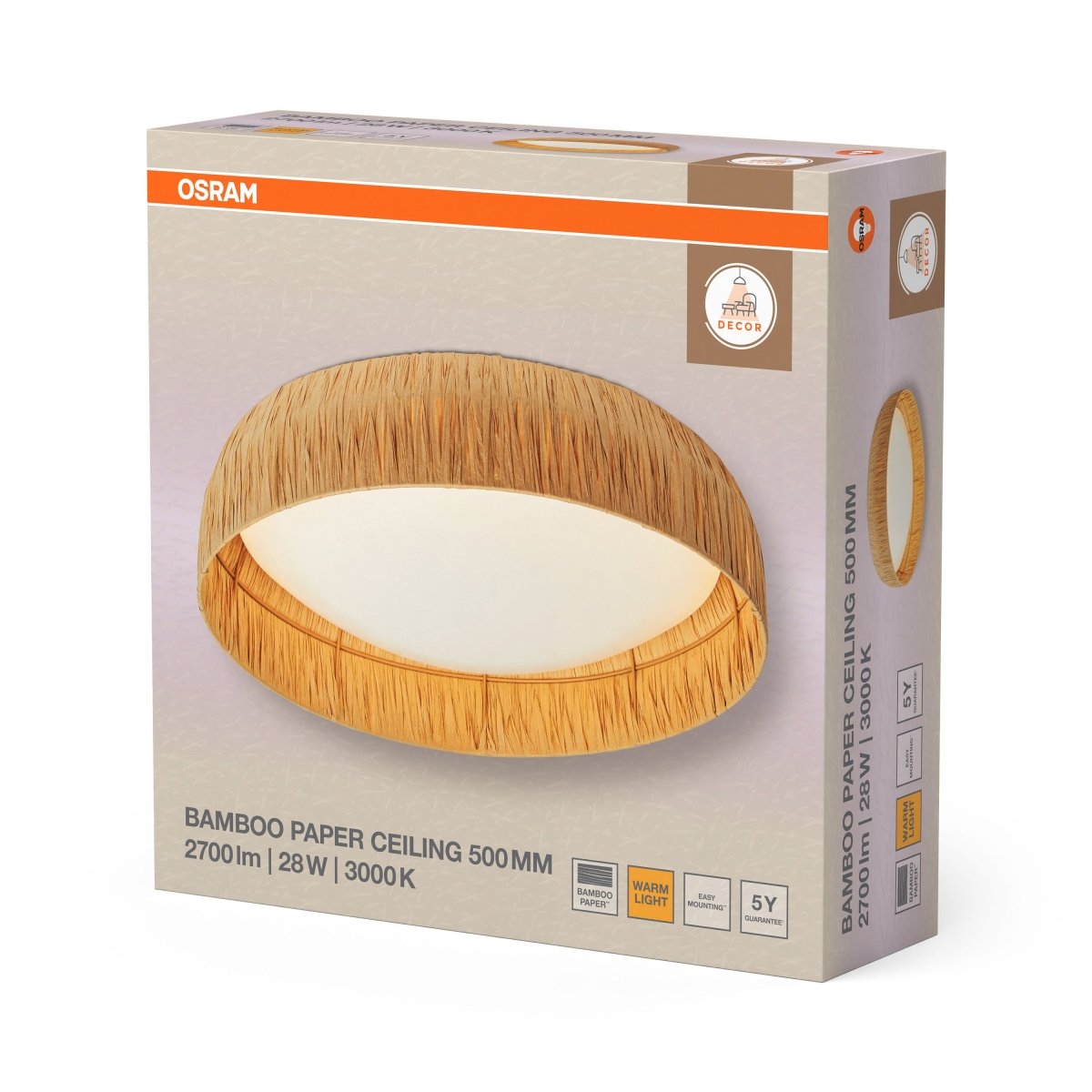 OSRAM Decor Bamboo Paper Plafon 500mm 28W 830 brązowy - eshop Ledvance PL 4099854452819