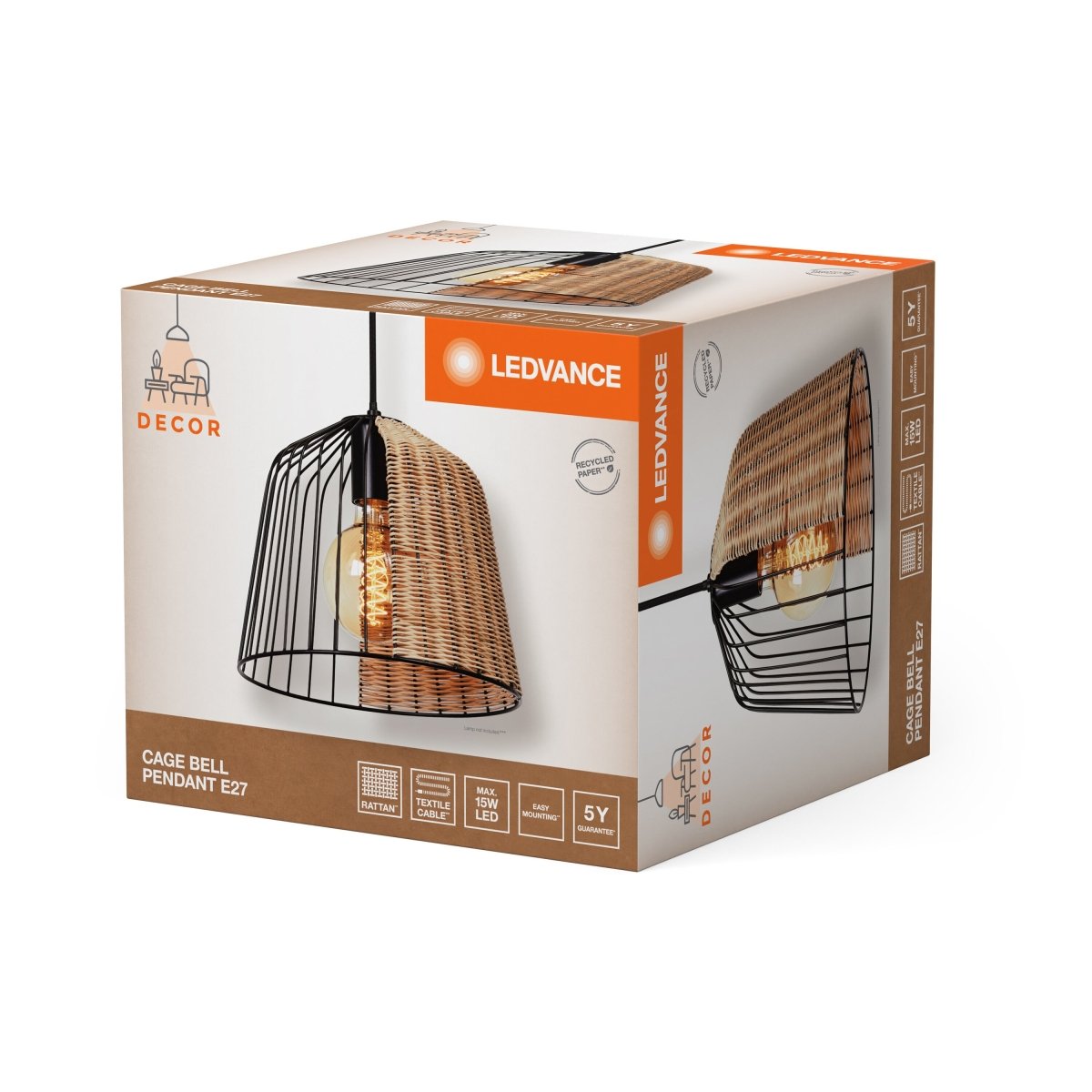 OSRAM Decor Cage Bell Pendant E27 Black - eshop Ledvance PL 4058075838130