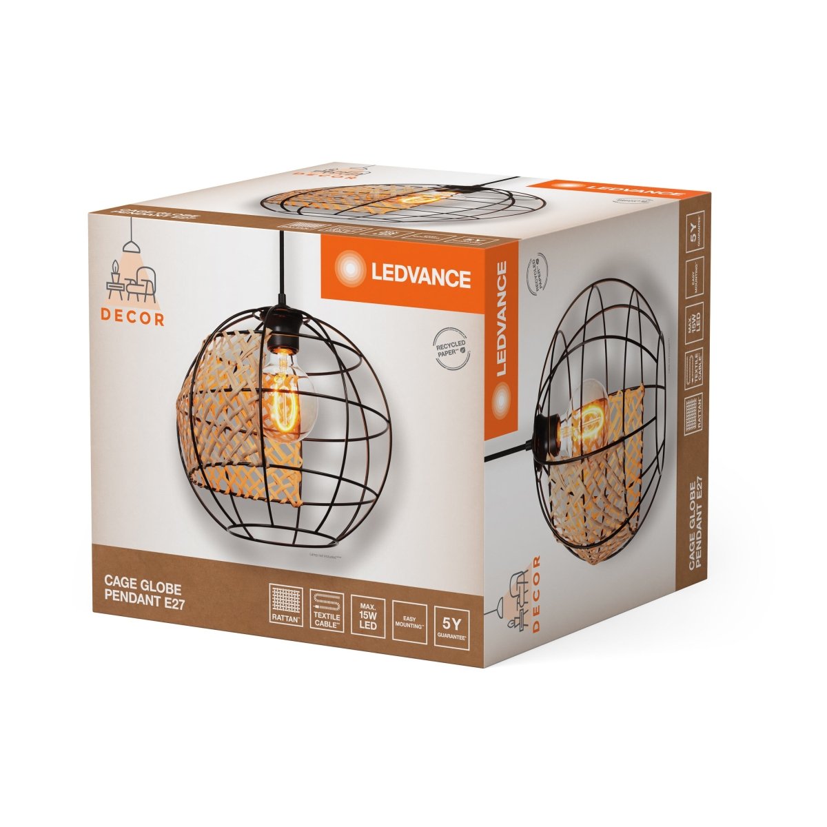 OSRAM Decor Cage Globe Pendant E27 Black - eshop Ledvance PL 4058075838116