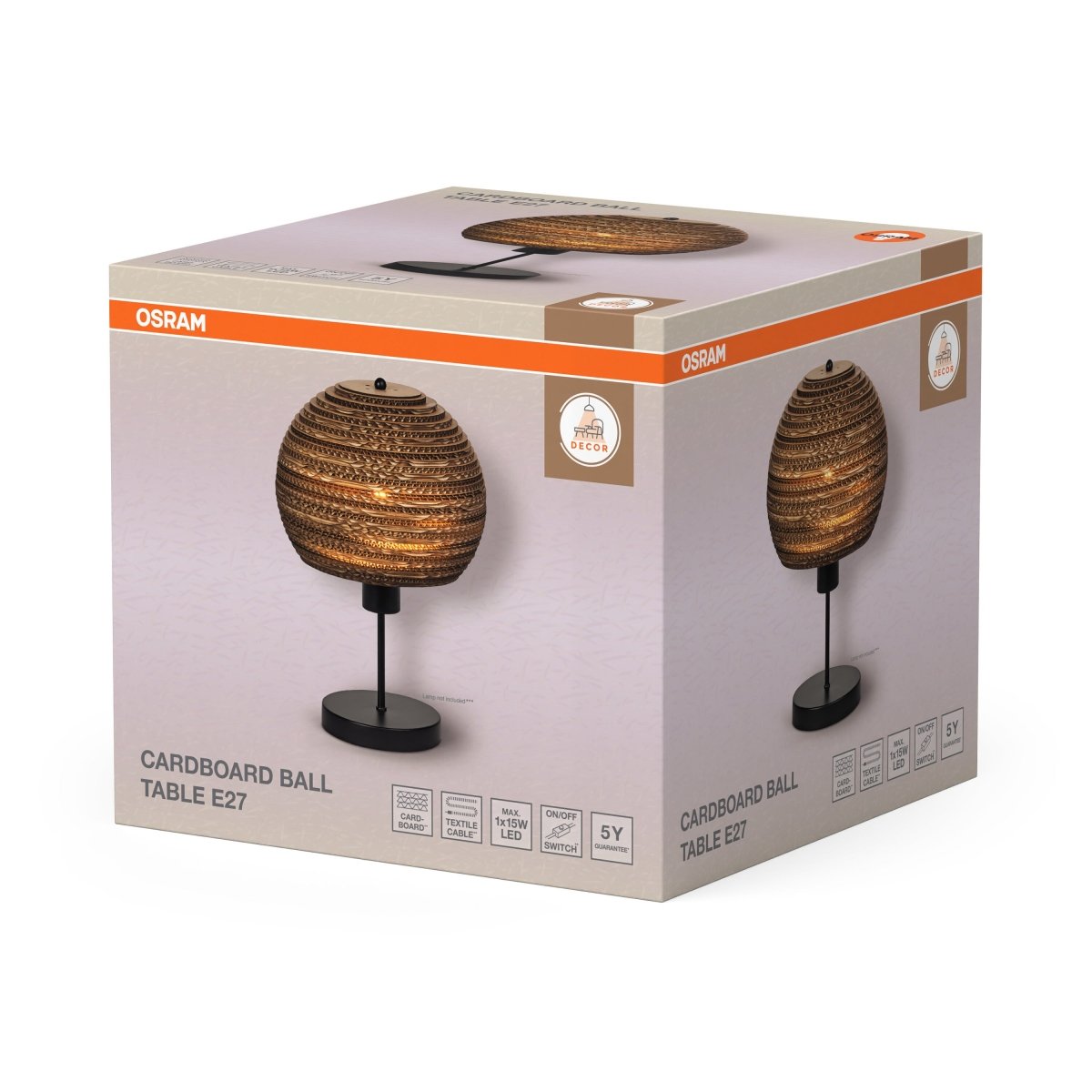 OSRAM Decor Cardboard Ball Lampa stołowa E27 brązowa - eshop Ledvance PL 4099854453915