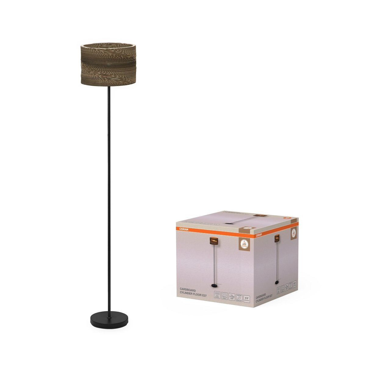 OSRAM Decor Cardboard Cylinder Lampa stojąca E27 brązowa - eshop Ledvance PL 4099854453953