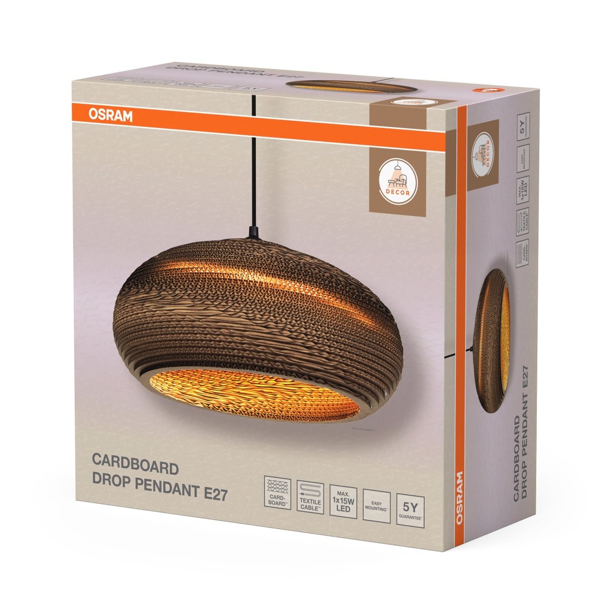 OSRAM Decor Cardboard Drop Wisząca E 27 brązowy - eshop Ledvance PL 4099854458880