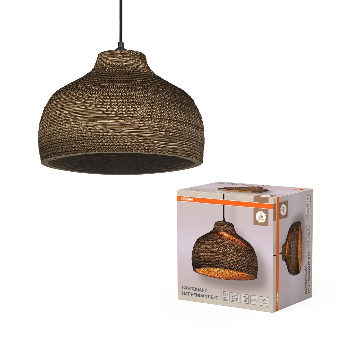 OSRAM Decor Cardboard Hat Wisząca E 27 brązowy - eshop Ledvance PL 4099854458903