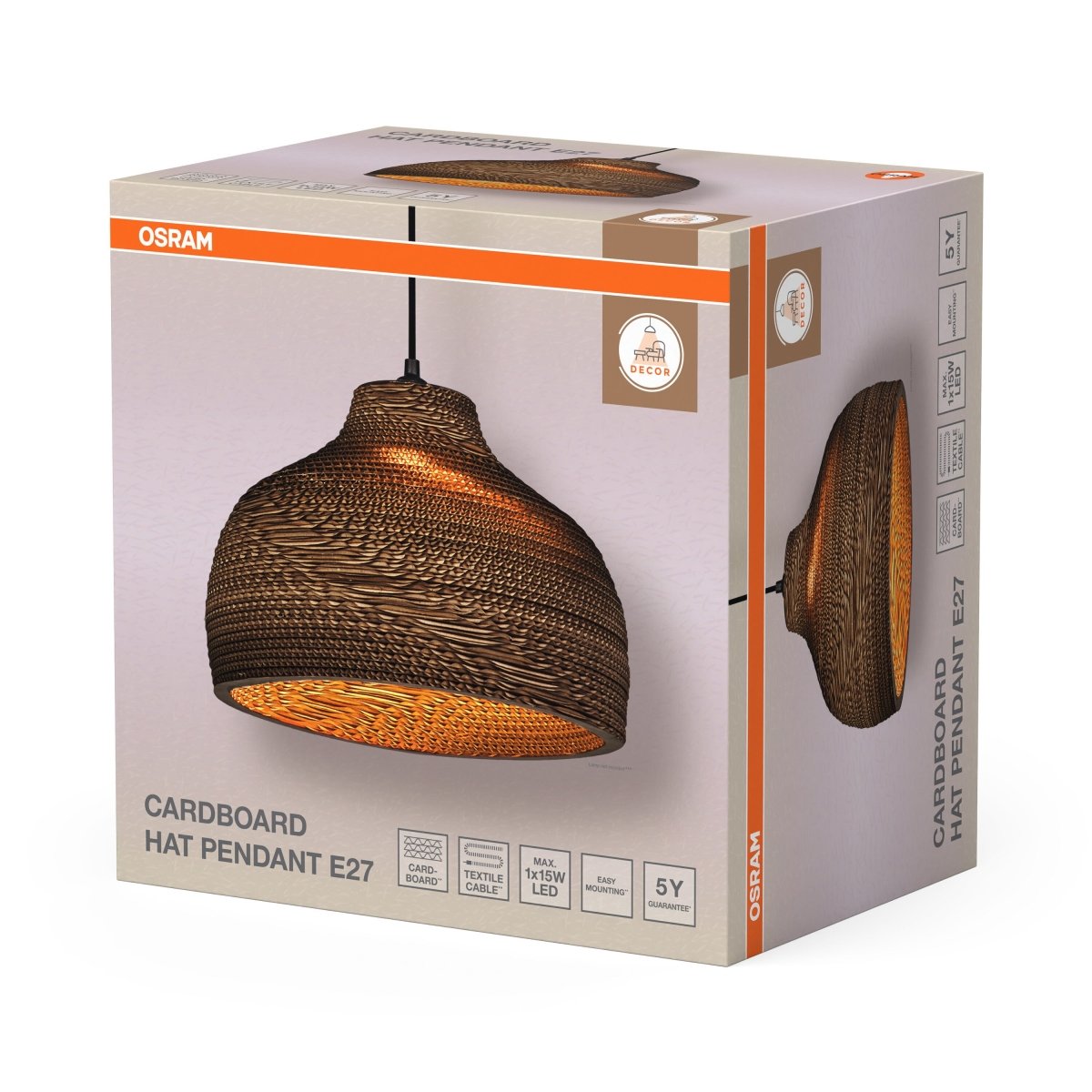 OSRAM Decor Cardboard Hat Wisząca E 27 brązowy - eshop Ledvance PL 4099854458903