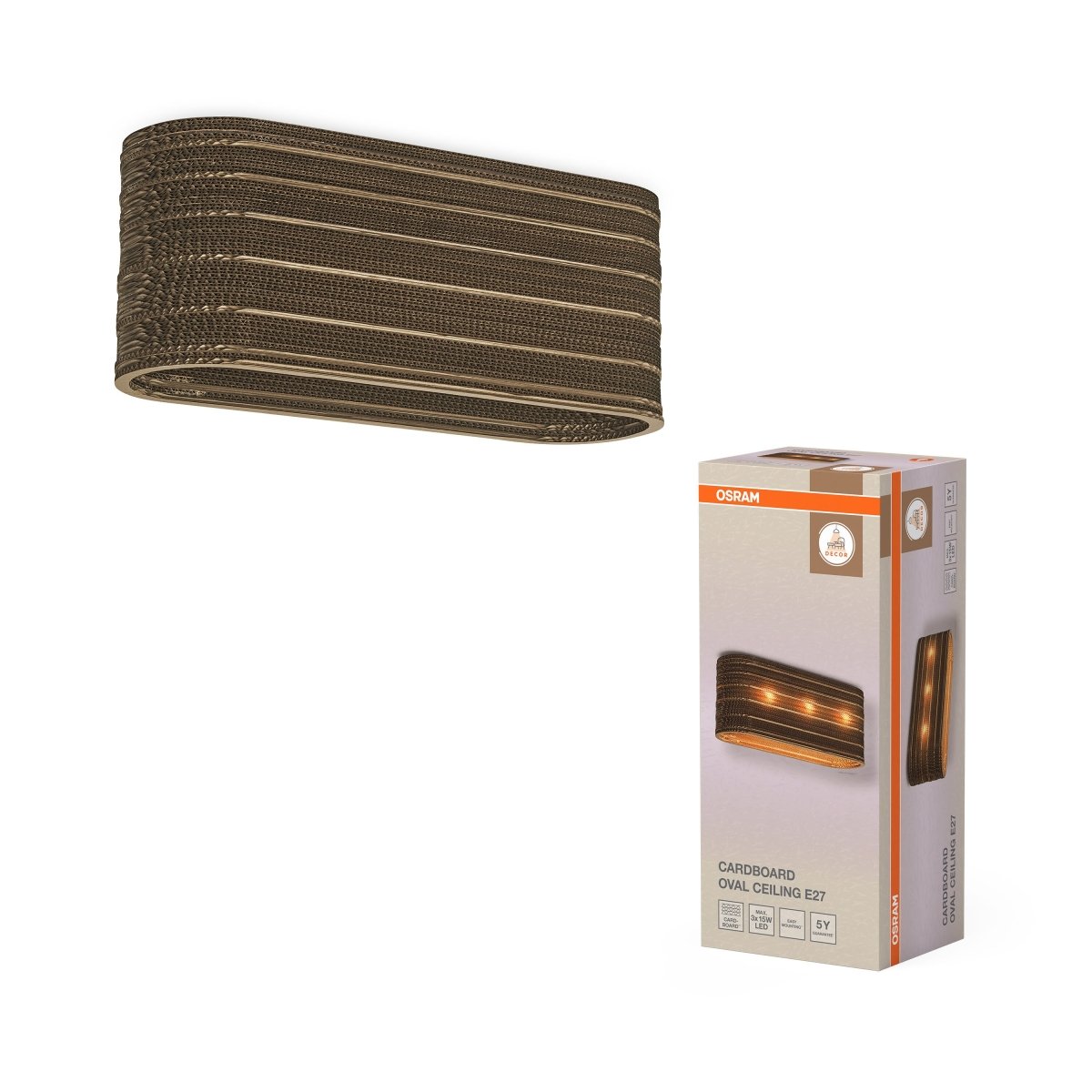 OSRAM Decor Cardboard Oval Plafon 3xE27 brązowy - eshop Ledvance PL 4099854453212