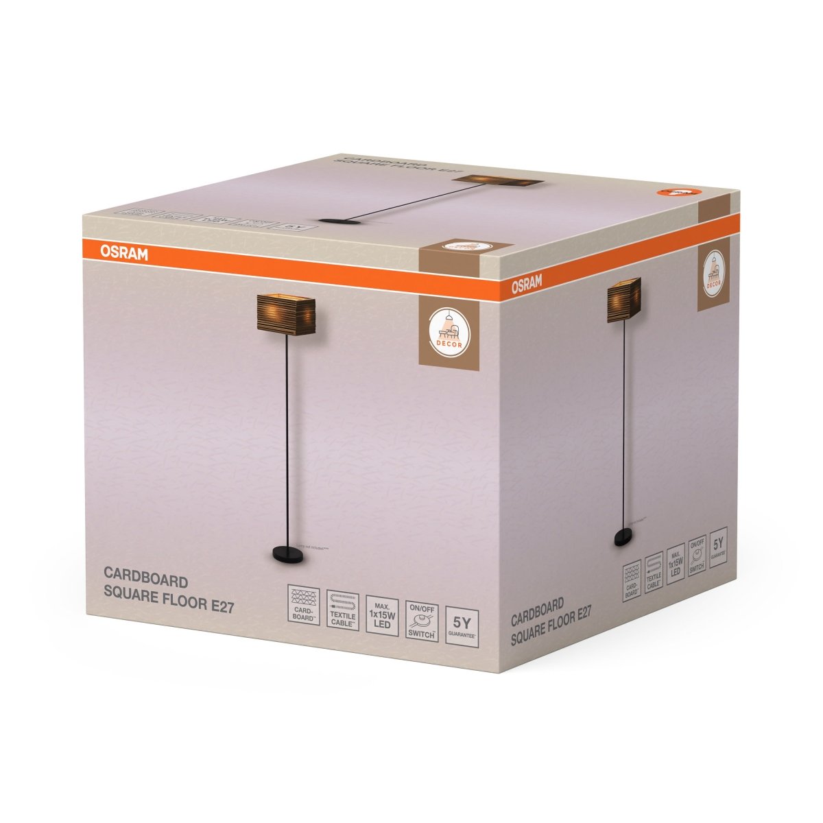 OSRAM Decor Cardboard Square Lampa stojąca E27 brązowa - eshop Ledvance PL 4099854454011