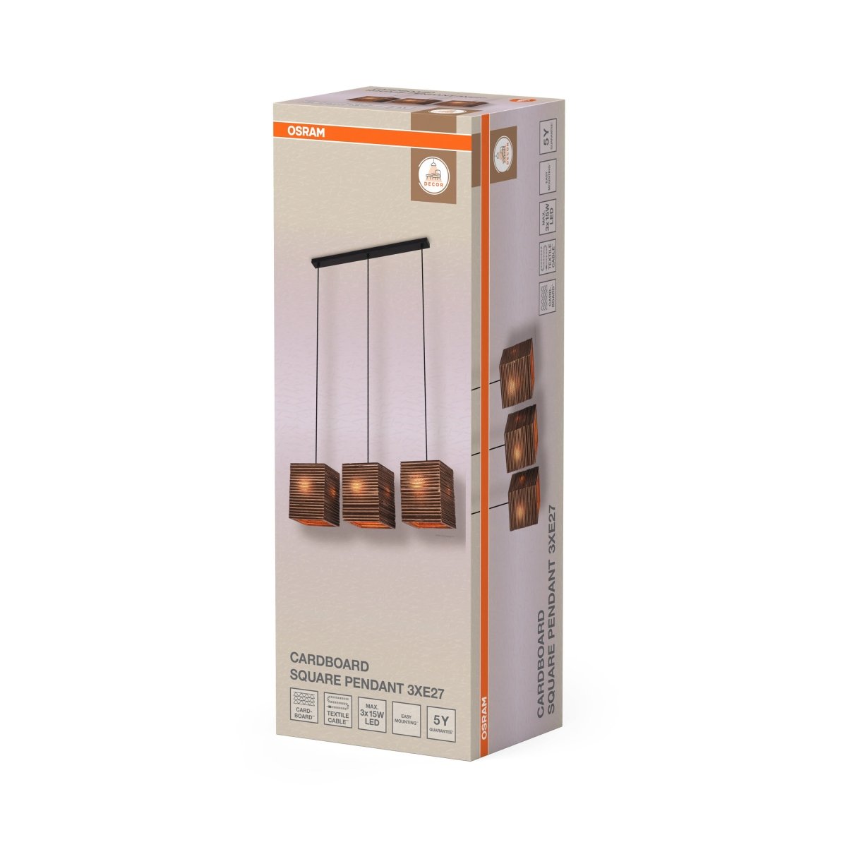 OSRAM Decor Cardboard Square Wisząca 3x E27 brązowy - eshop Ledvance PL 4099854458927