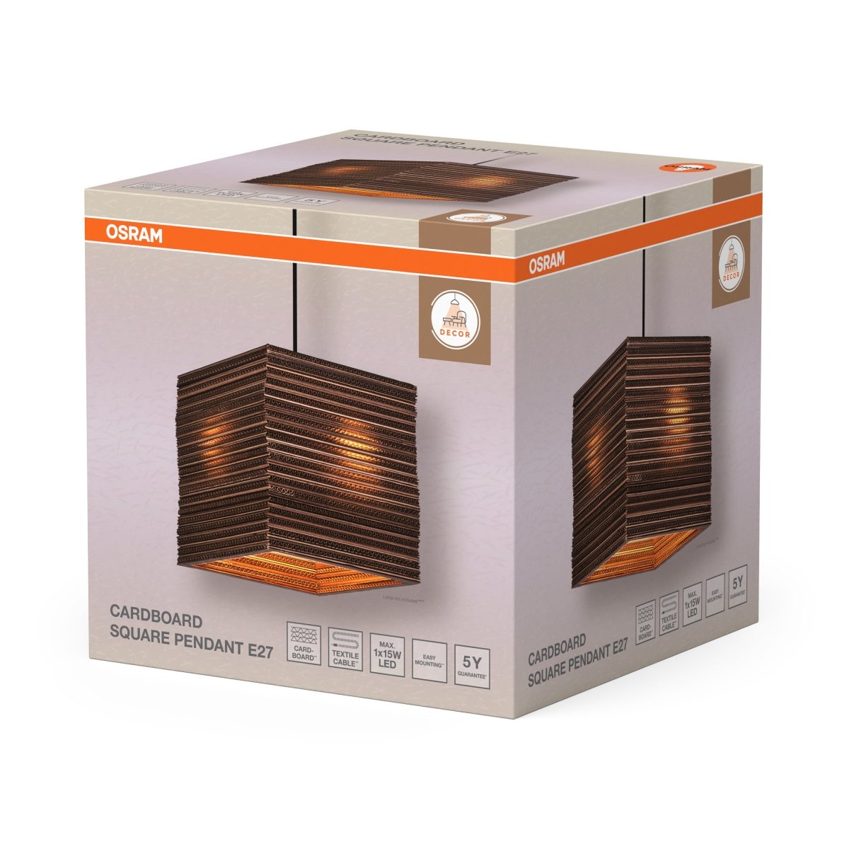 OSRAM Decor Cardboard Square Wisząca E27 brązowy - eshop Ledvance PL 4099854458941