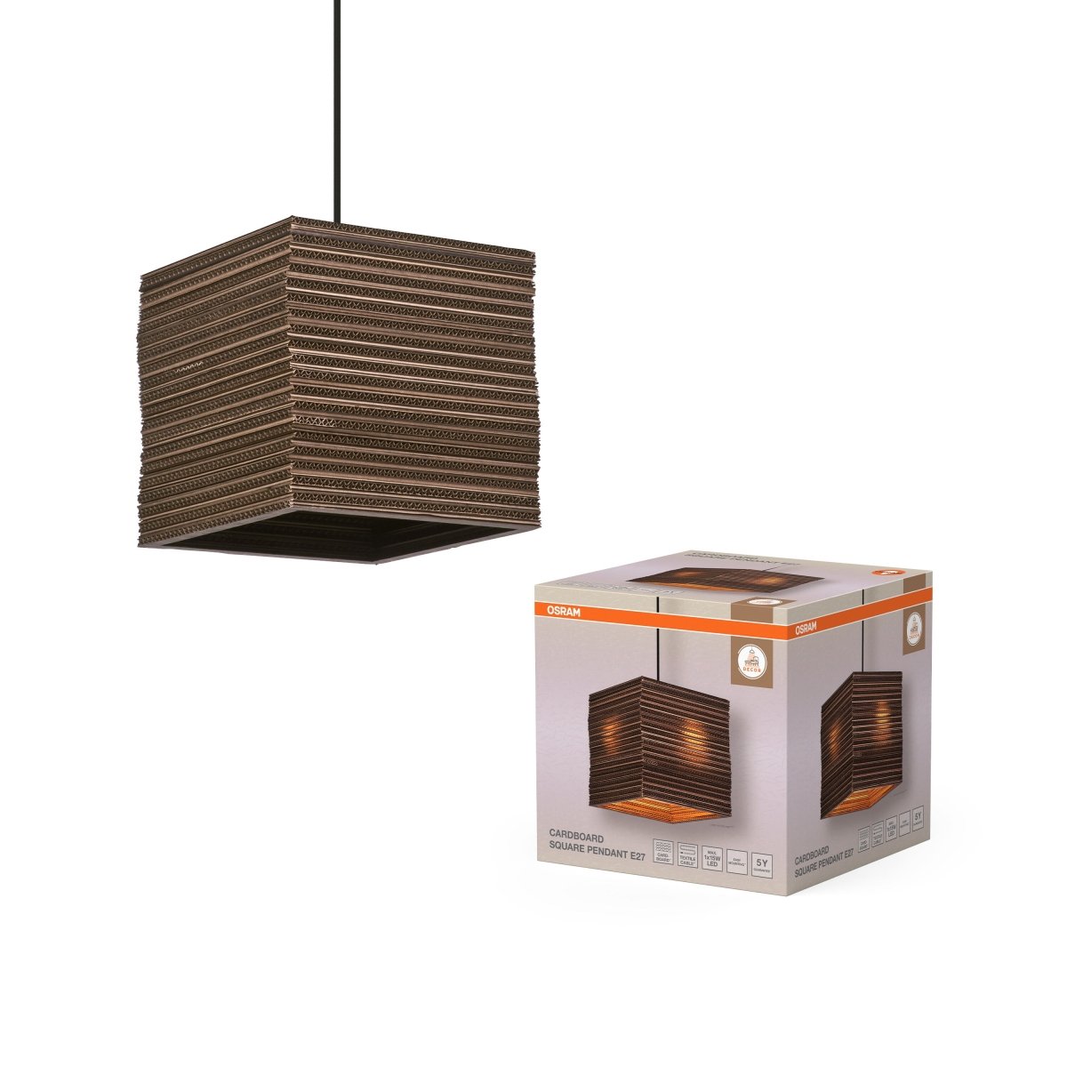 OSRAM Decor Cardboard Square Wisząca E27 brązowy - eshop Ledvance PL 4099854458941