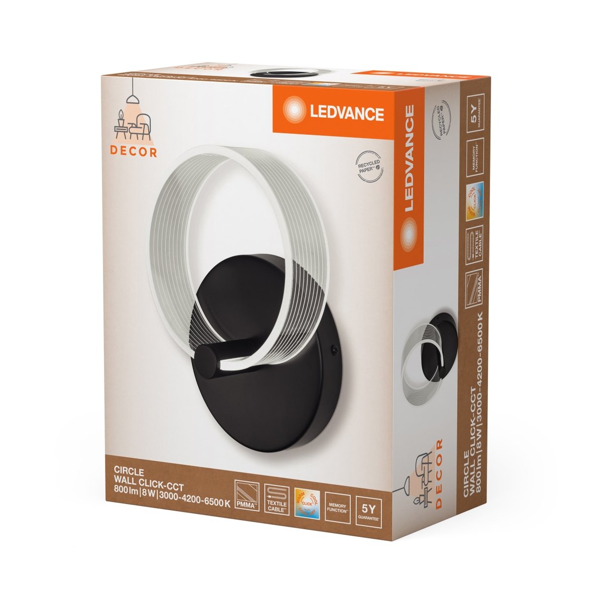 OSRAM Decor Circle Kinkiet 8W Click CCT czarny mat - eshop Ledvance PL 4058075838680