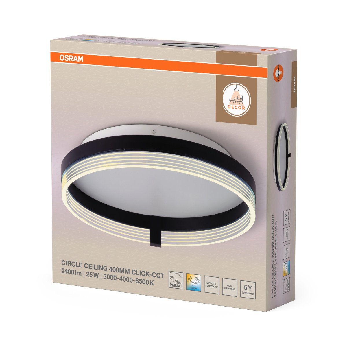 OSRAM Decor Circle Plafon 400 25W Click CCT czarny - eshop Ledvance PL 4058075847309