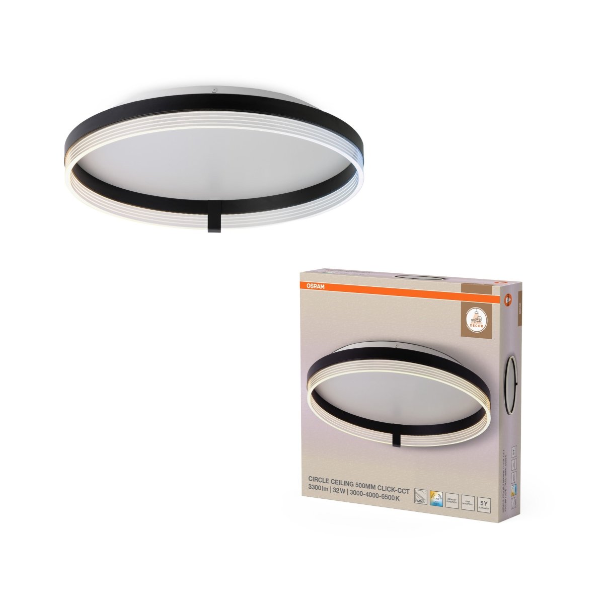 OSRAM Decor Circle Plafon 500 32W Click CCT czarny - eshop Ledvance PL 4058075847323