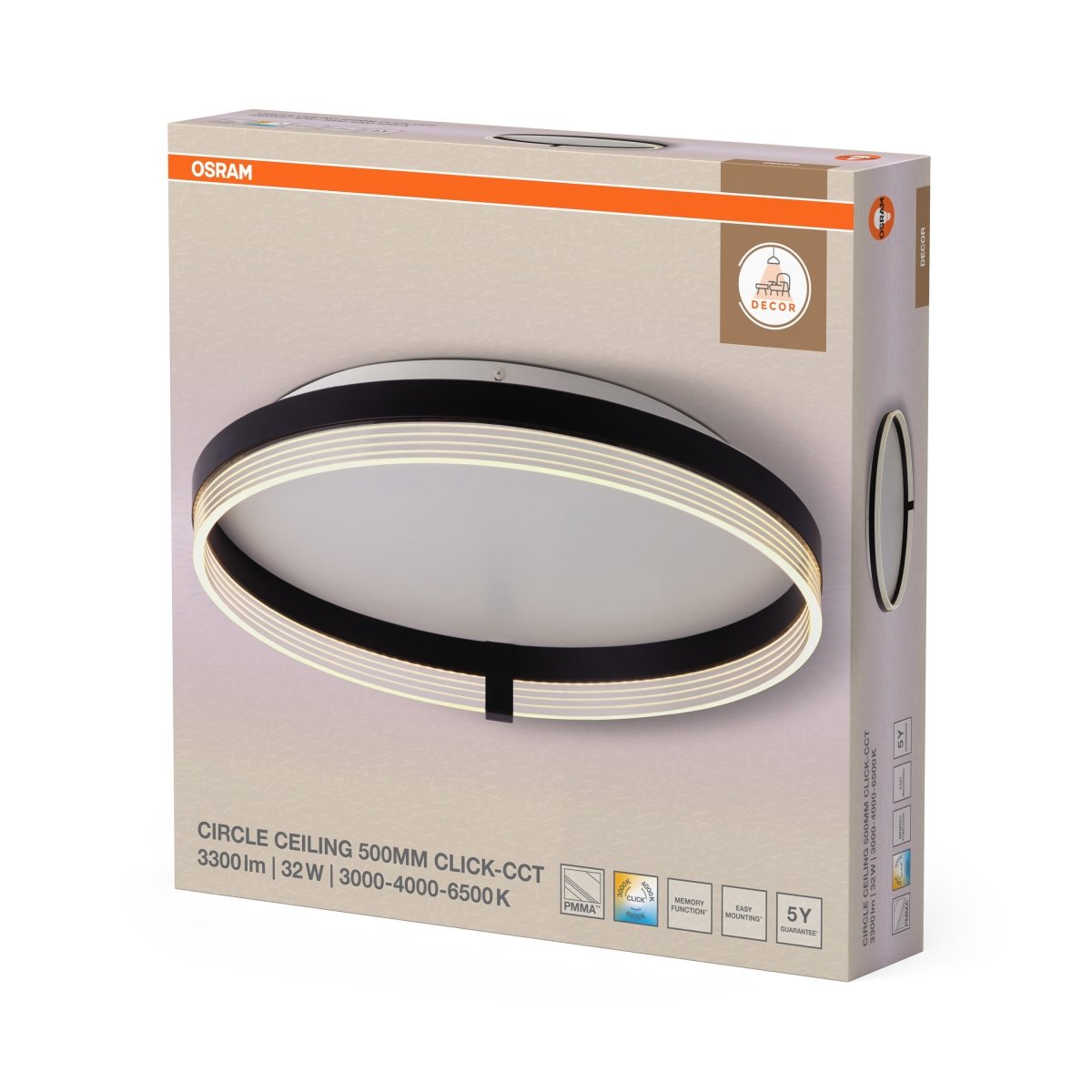 OSRAM Decor Circle Plafon 500 32W Click CCT czarny - eshop Ledvance PL 4058075847323