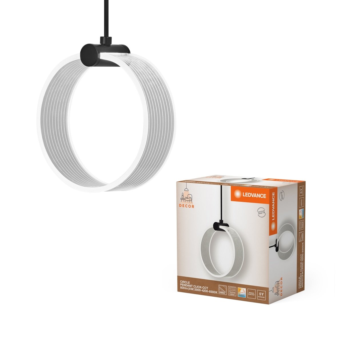 OSRAM Decor Circle Wisząca 1x PL 8W Click CCT czarny - eshop Ledvance PL 4058075838604