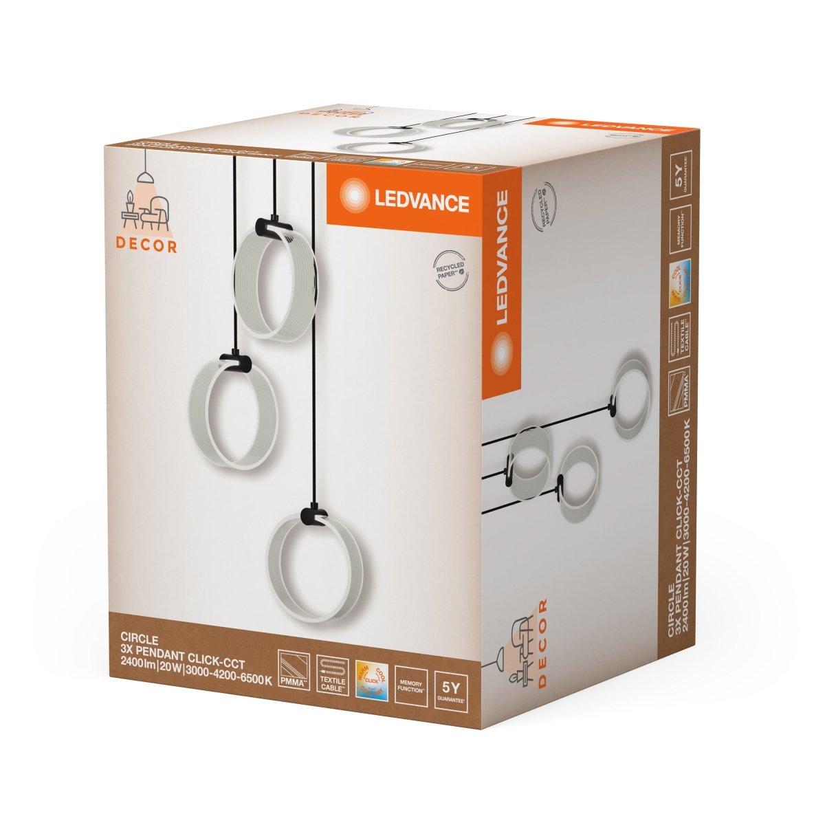OSRAM Decor Circle Wisząca 3x PL 20W Click CCT czarny - eshop Ledvance PL 4058075838642