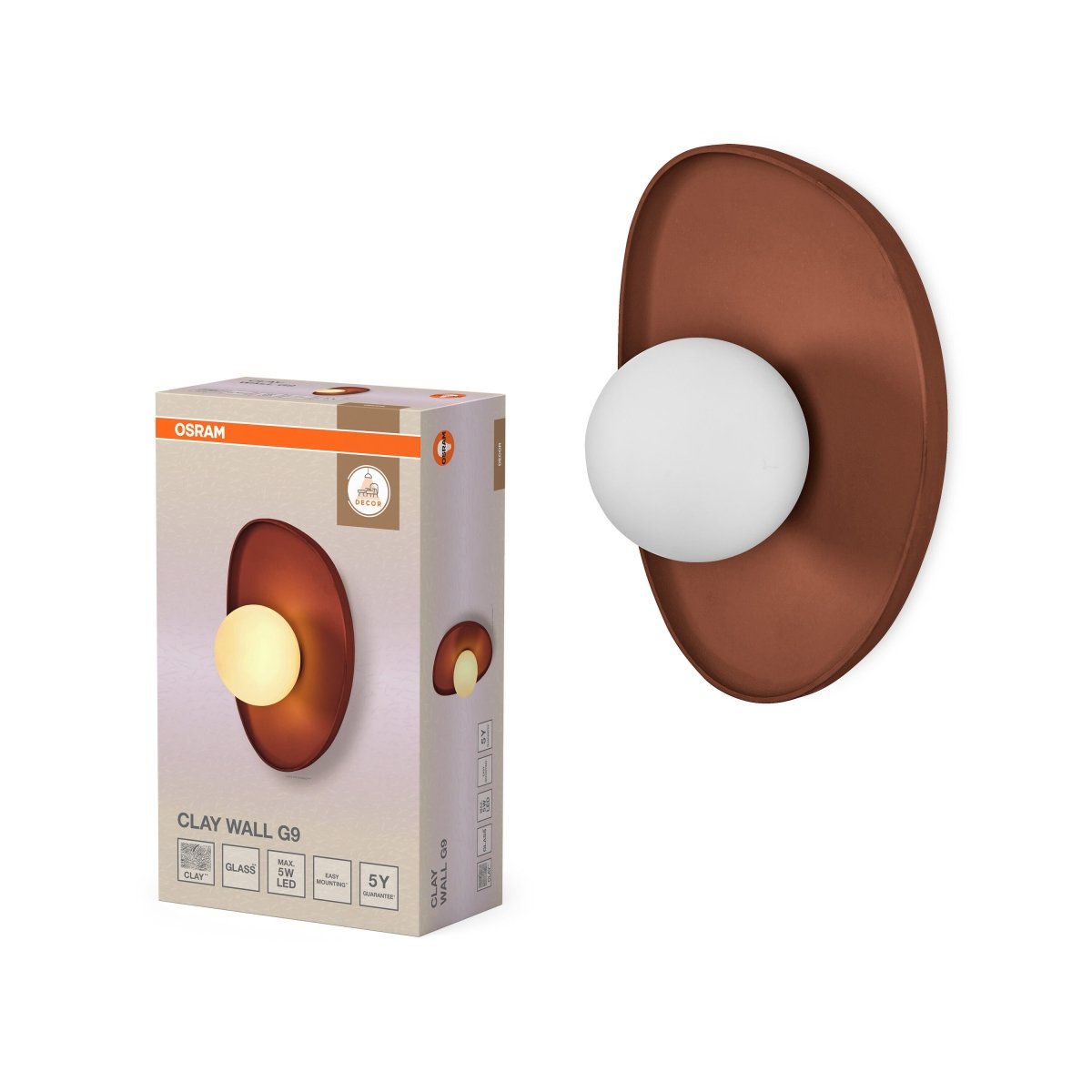 OSRAM Decor Clay Nest Kinkiet 1 xG9 brązowy - eshop Ledvance PL 4099854453472