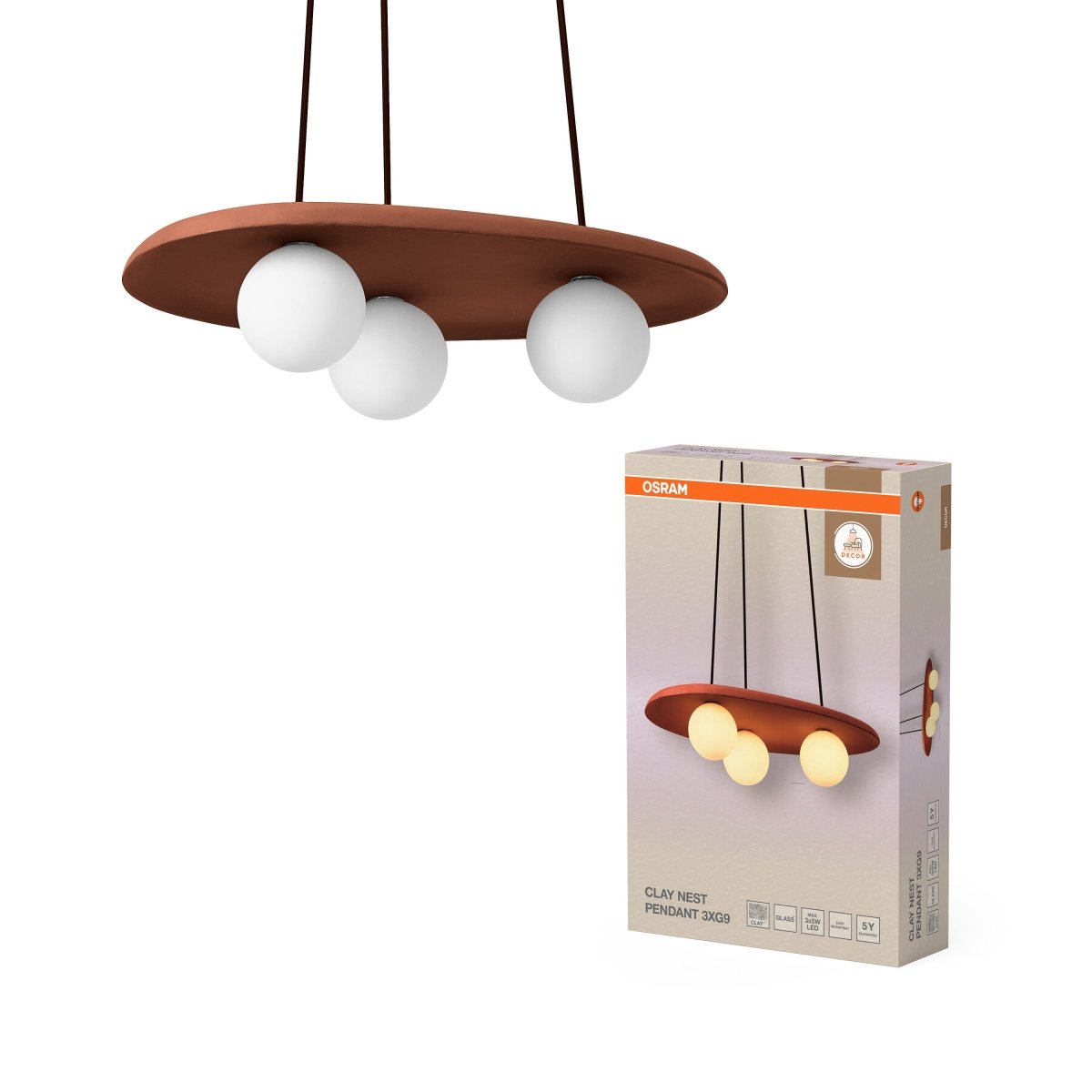 OSRAM Decor Clay Nest Wisząca G9 brązowy - eshop Ledvance PL 4099854459061