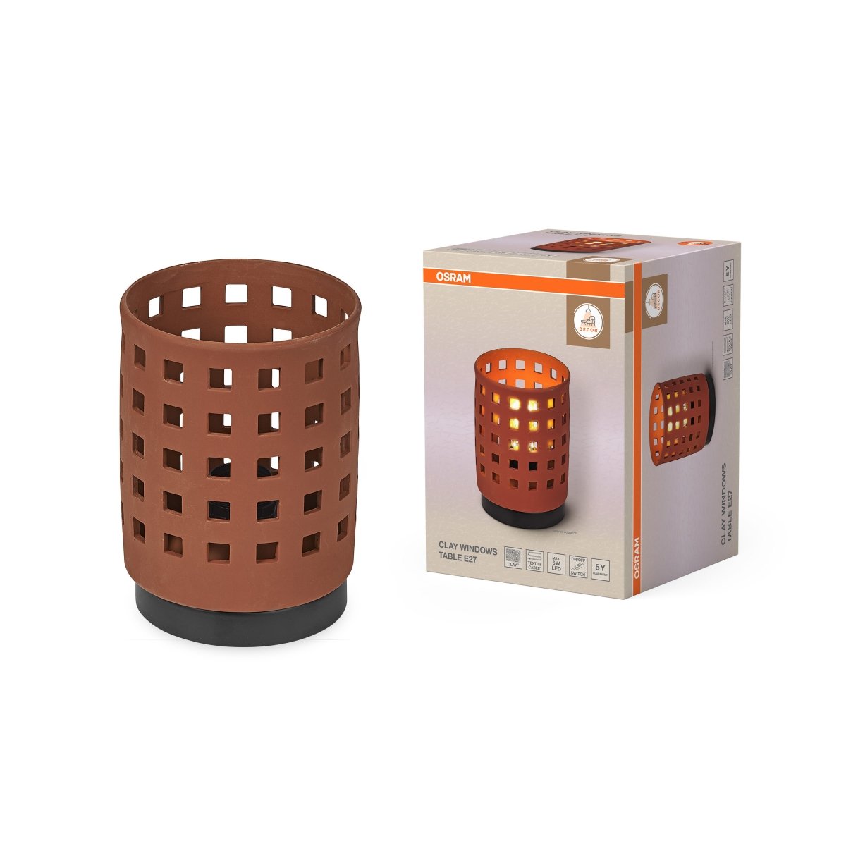 OSRAM Decor Clay Windows Lampa stołowa E27 brązowa - eshop Ledvance PL 4099854454172