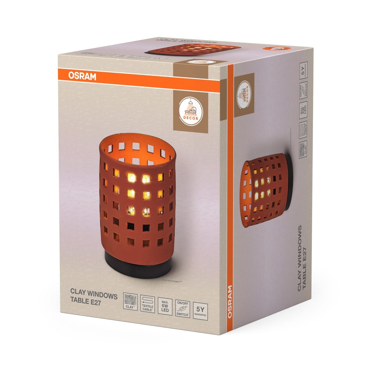 OSRAM Decor Clay Windows Lampa stołowa E27 brązowa - eshop Ledvance PL 4099854454172