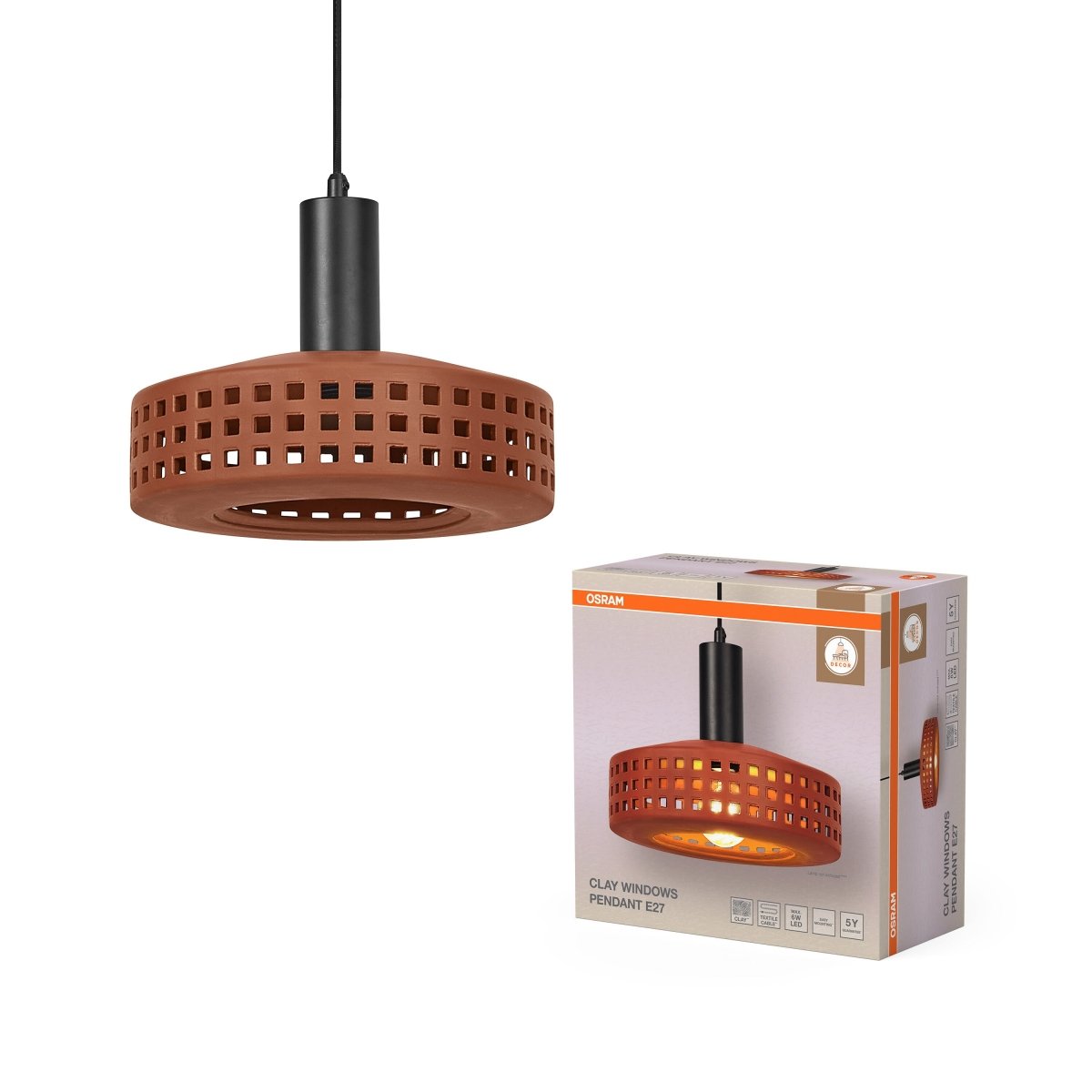 OSRAM Decor Clay Windows Wisząca E27 brązowy - eshop Ledvance PL 4099854459122