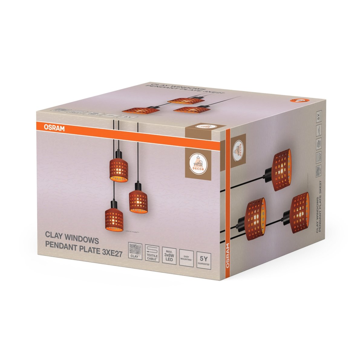 OSRAM Decor Clay Windows Wisząca PL E27 brązowy - eshop Ledvance PL 4099854459108