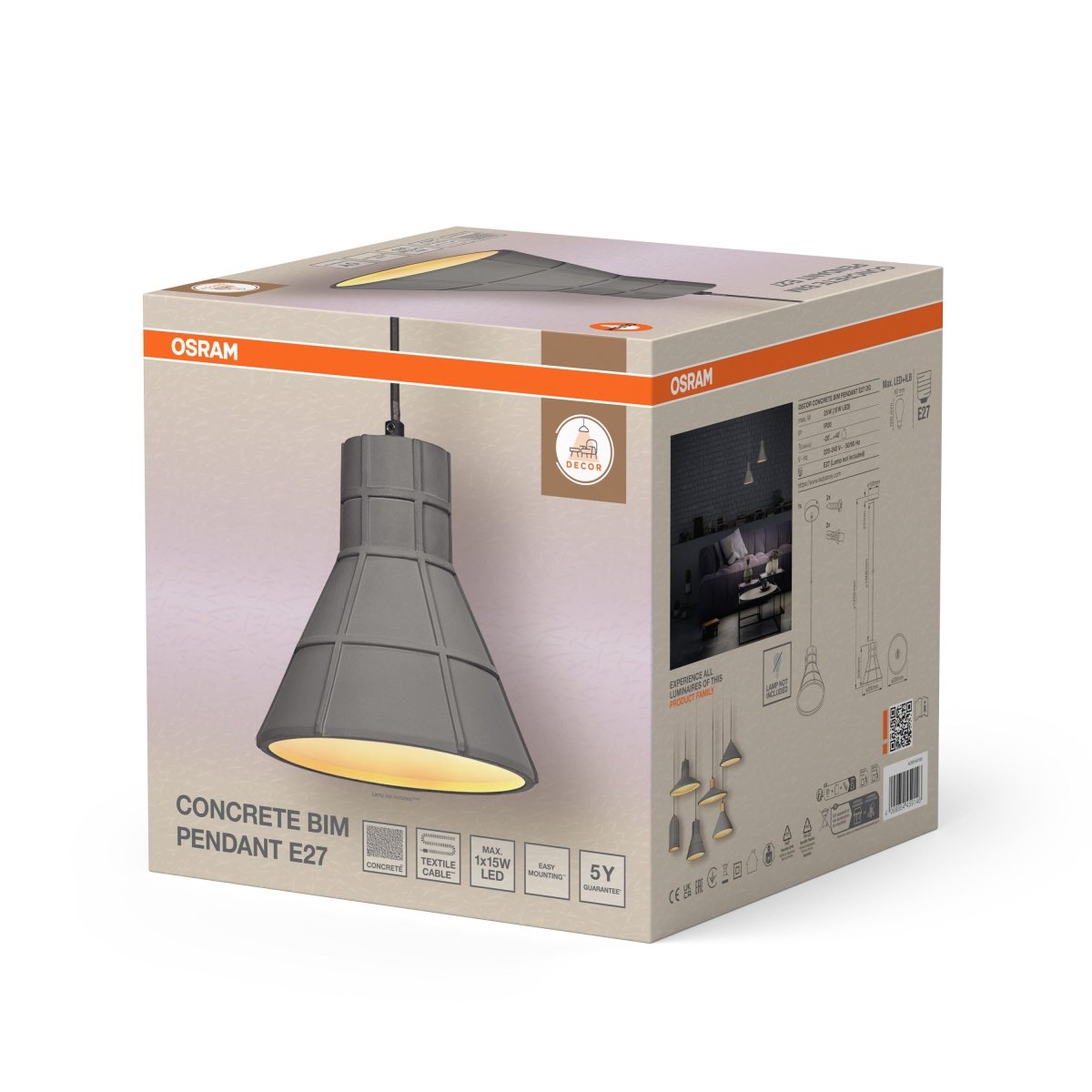 OSRAM Decor Concrete Bim Wisząca E27 ciemnoszary - eshop Ledvance PL 4099854459146