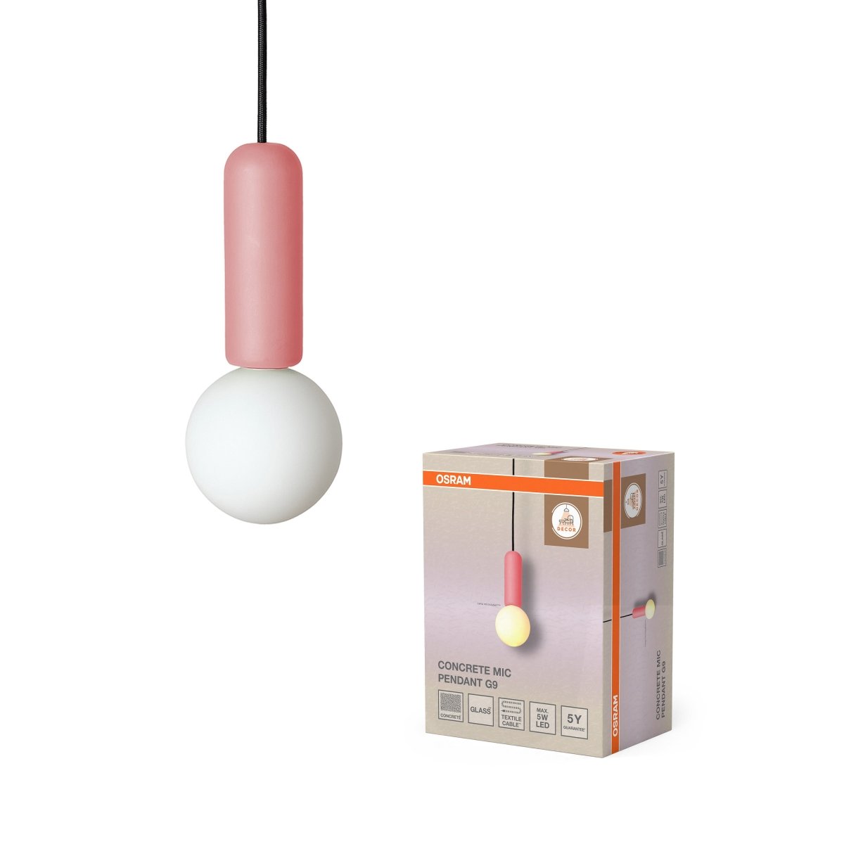OSRAM Decor Concrete Mic Wisząca 1xG9 różowy - eshop Ledvance PL 4058075848344