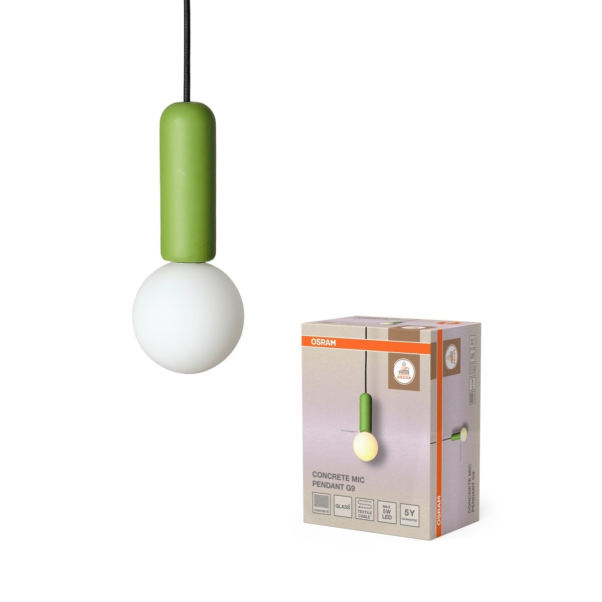 OSRAM Decor Concrete Mic Wisząca 1xG9 zielony - eshop Ledvance PL 4058075848405