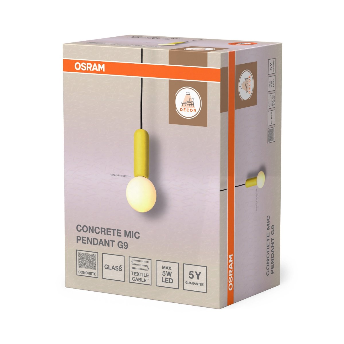 OSRAM Decor Concrete Mic Wisząca 1xG9 żółty - eshop Ledvance PL 4058075848306