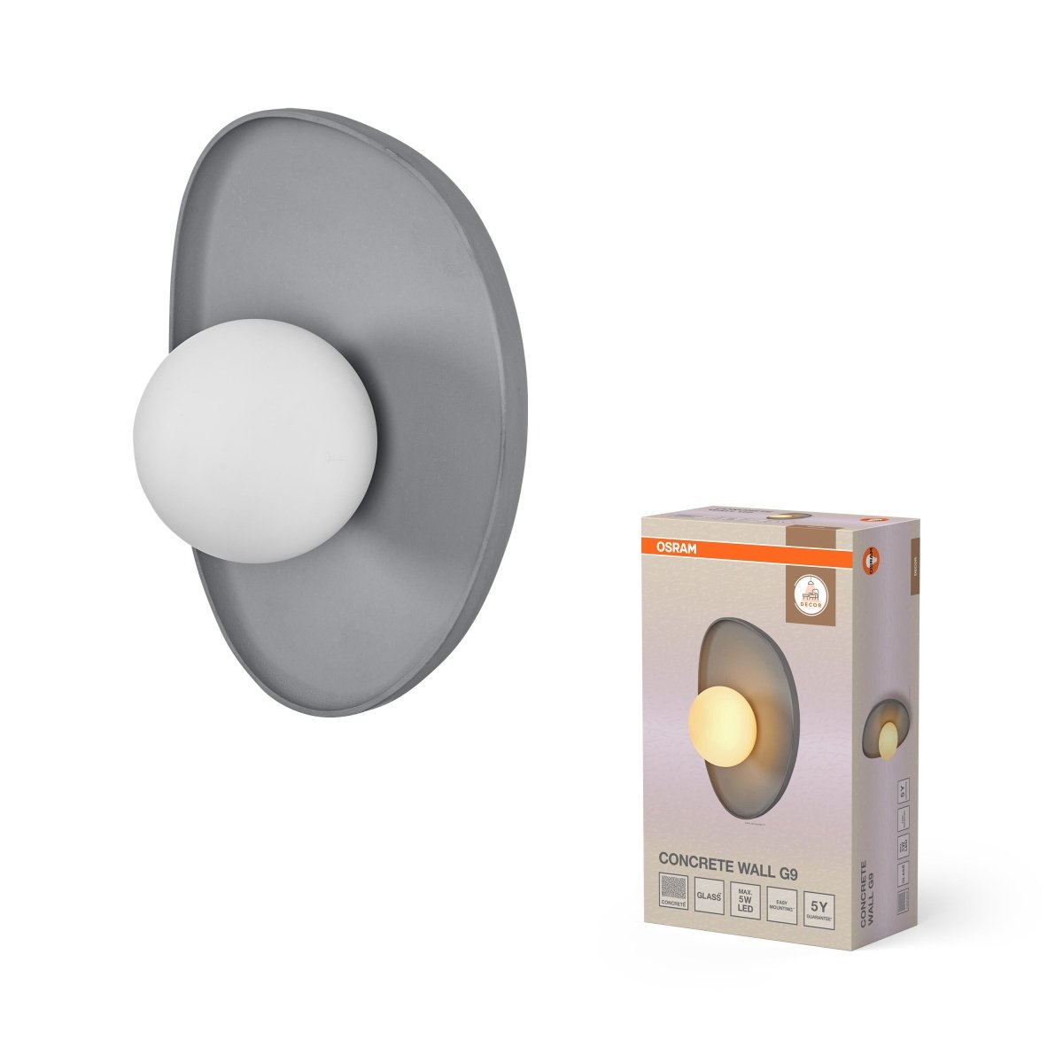 OSRAM Decor Concrete Nest Kinkiet 1 xG9 szary - eshop Ledvance PL 4099854453571