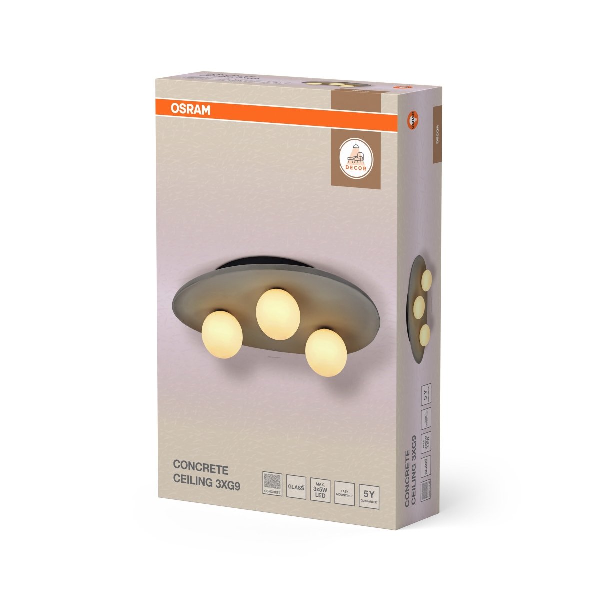 OSRAM Decor Concrete Nest Plafon 3 xG9 szary - eshop Ledvance PL 4099854453557