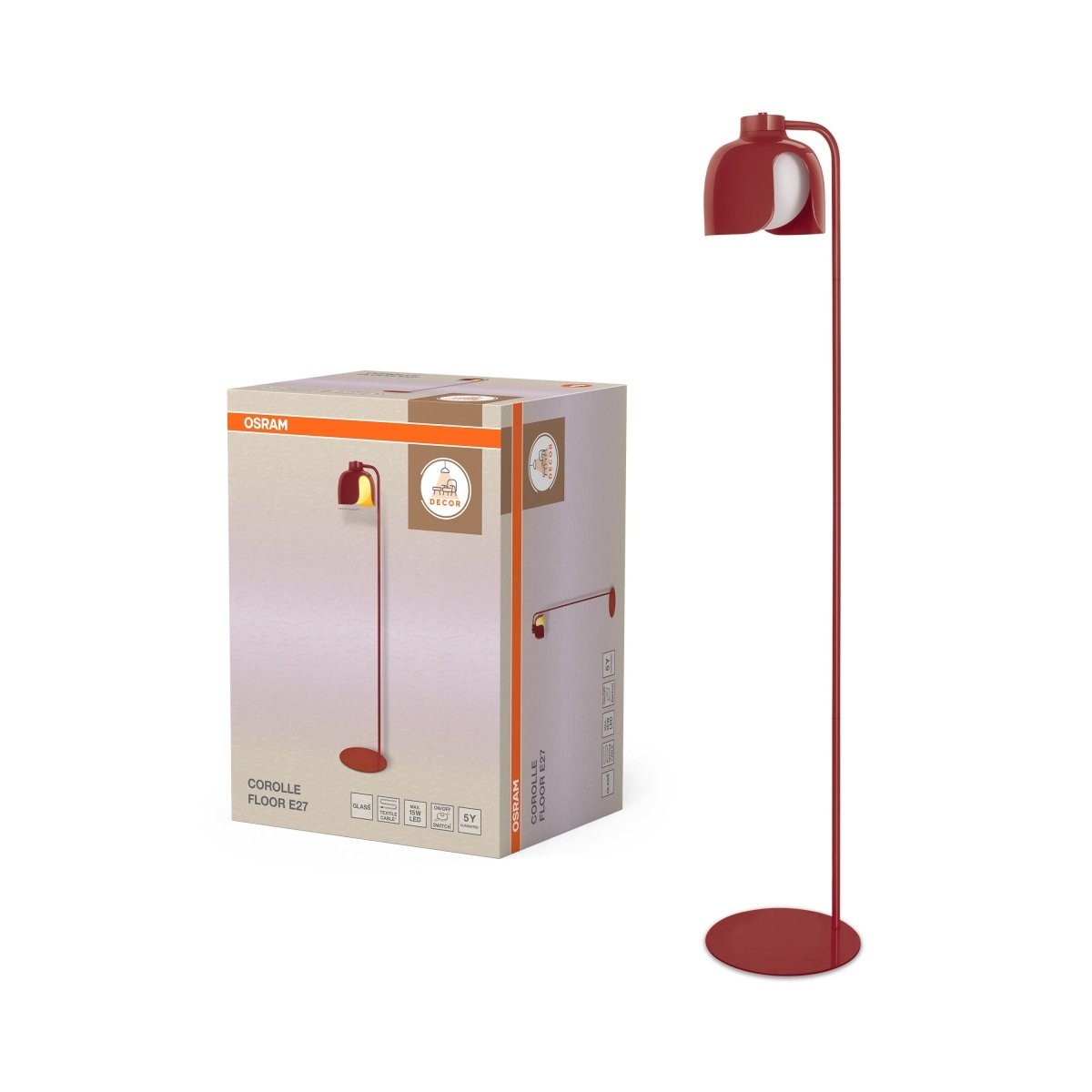 OSRAM Decor Corolle Lampa stojąca E27 czerwona - eshop Ledvance PL 4058075849228