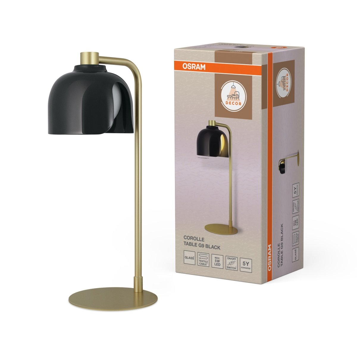 OSRAM Decor Corolle Lampa stołowa G9 czarna - eshop Ledvance PL 4058075848948