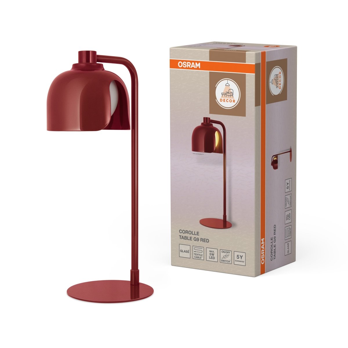 OSRAM Decor Corolle Lampa stołowa G9 czerwona - eshop Ledvance PL 4058075848986