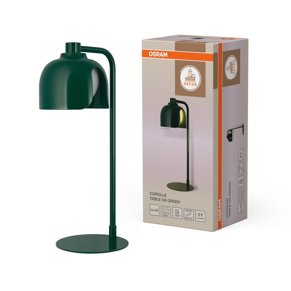 OSRAM Decor Corolle Lampa stołowa G9 zielona - eshop Ledvance PL 4058075848924