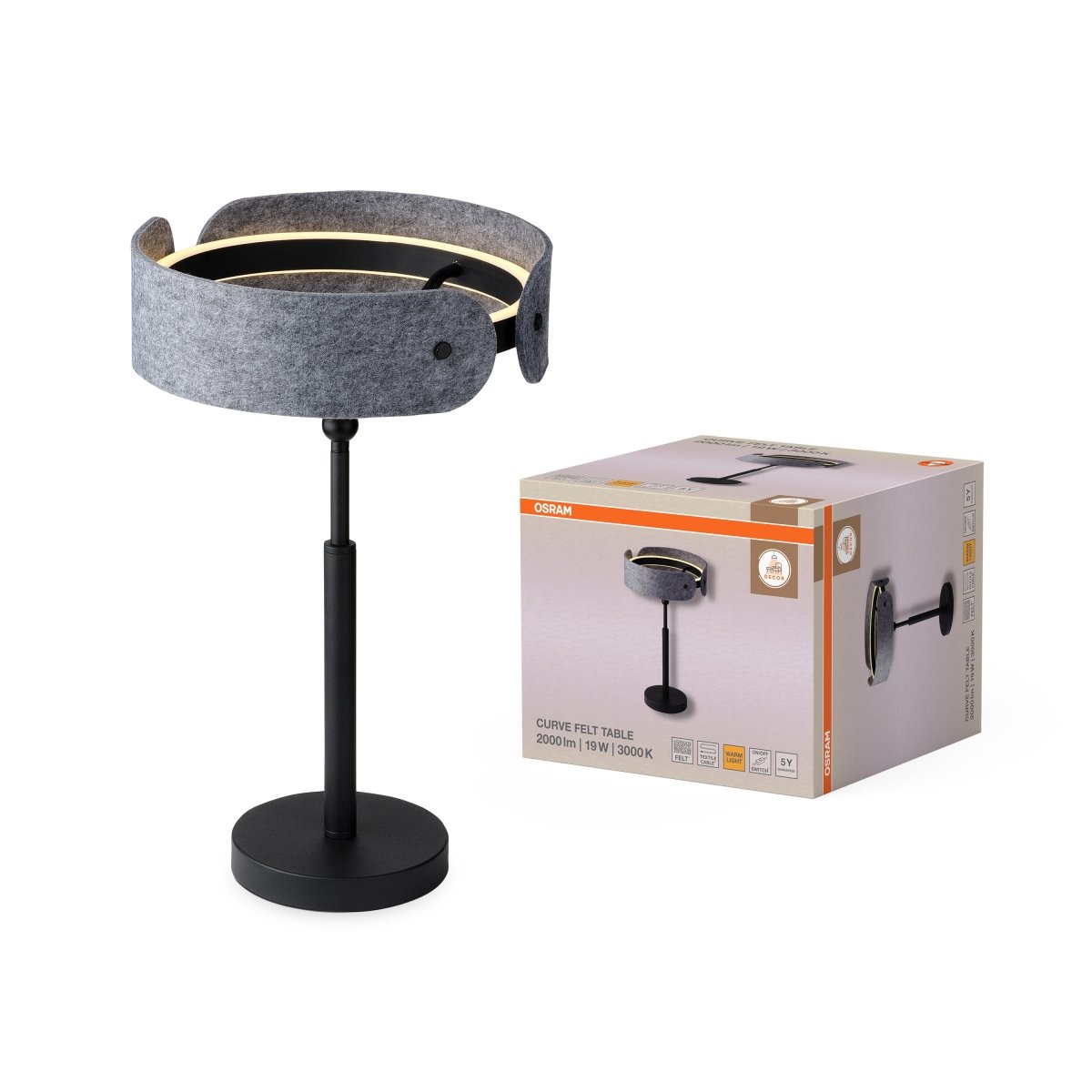 OSRAM Decor Curve Felt Lampa stołowa 19W 830 ciemnoszara - eshop Ledvance PL 4058075847620