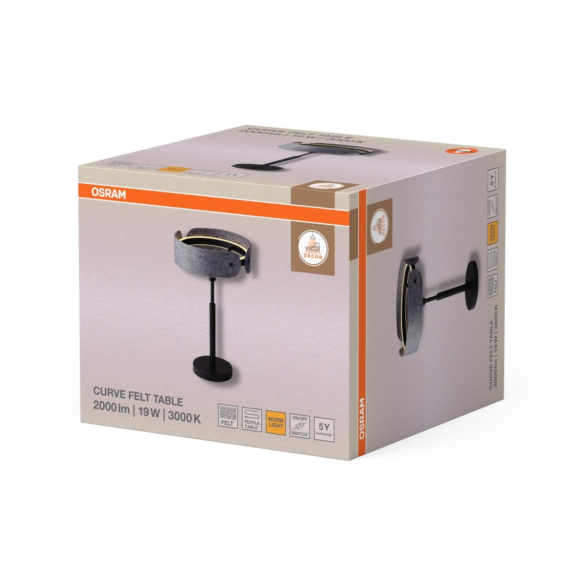 OSRAM Decor Curve Felt Lampa stołowa 19W 830 ciemnoszara - eshop Ledvance PL 4058075847620