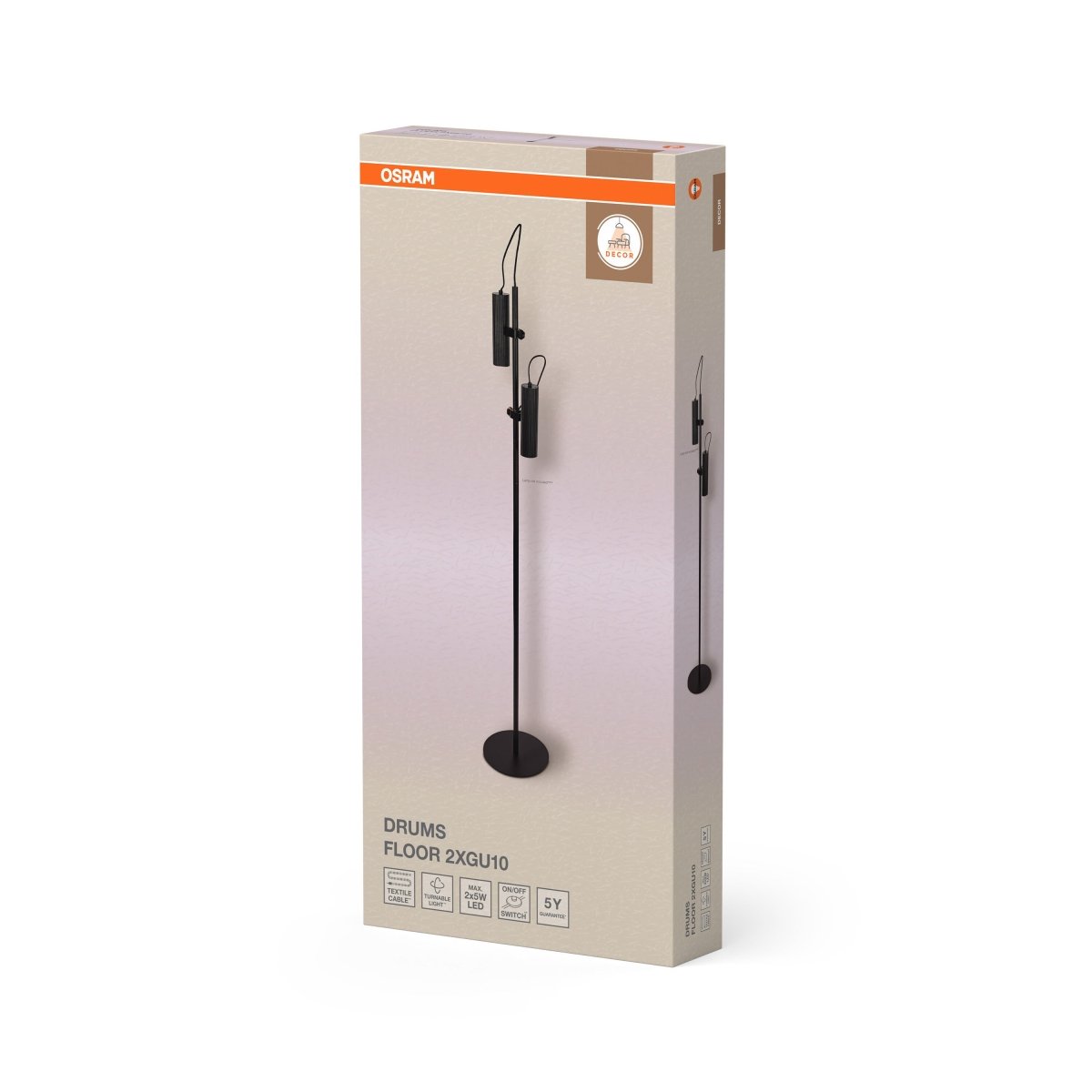 OSRAM Decor Drums Lampa stojąca 2xGU10 czarna - eshop Ledvance PL 4099854454264