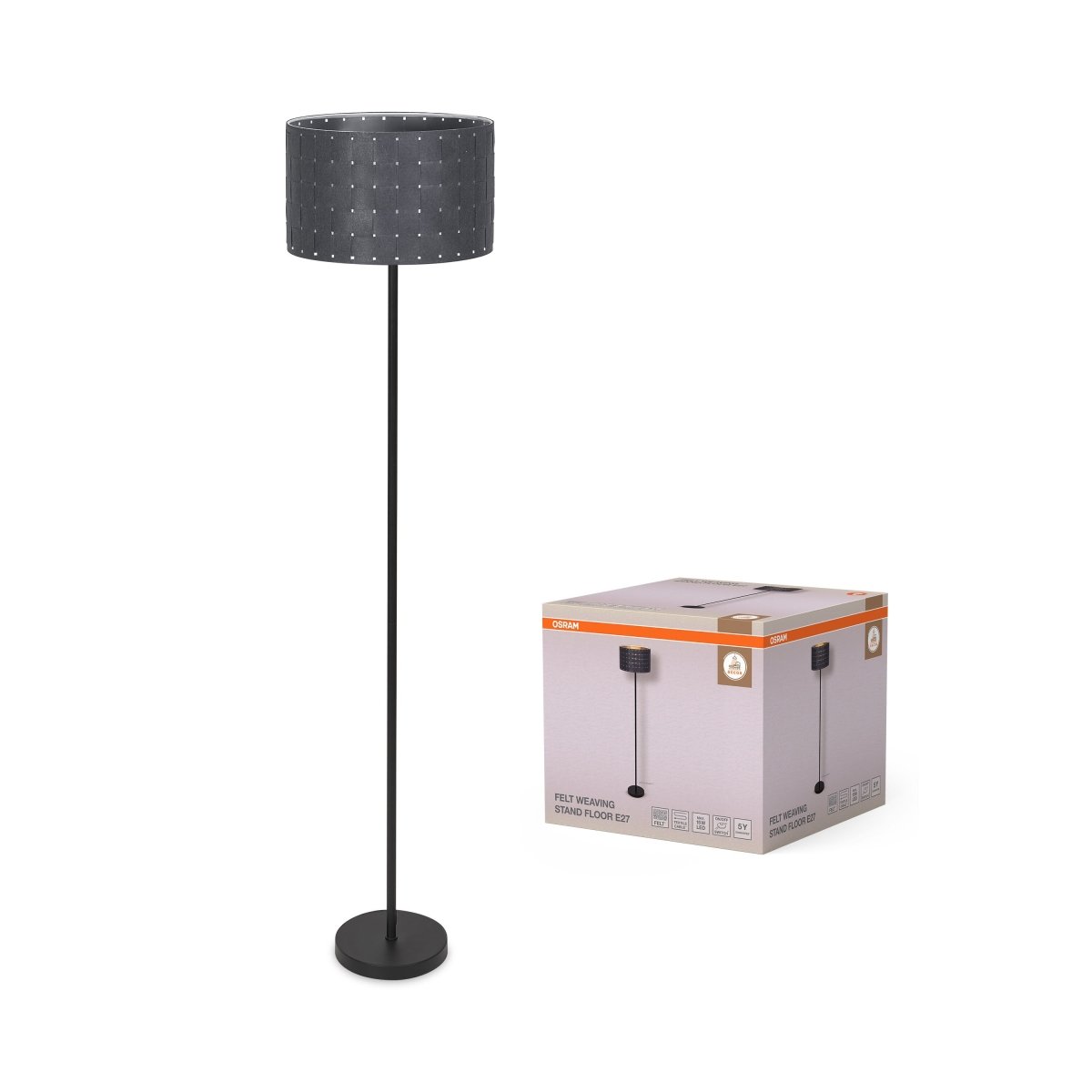 OSRAM Decor Felt Weaving Cans Lampa stojąca E27 ciemnoszara - eshop Ledvance PL 4099854454424