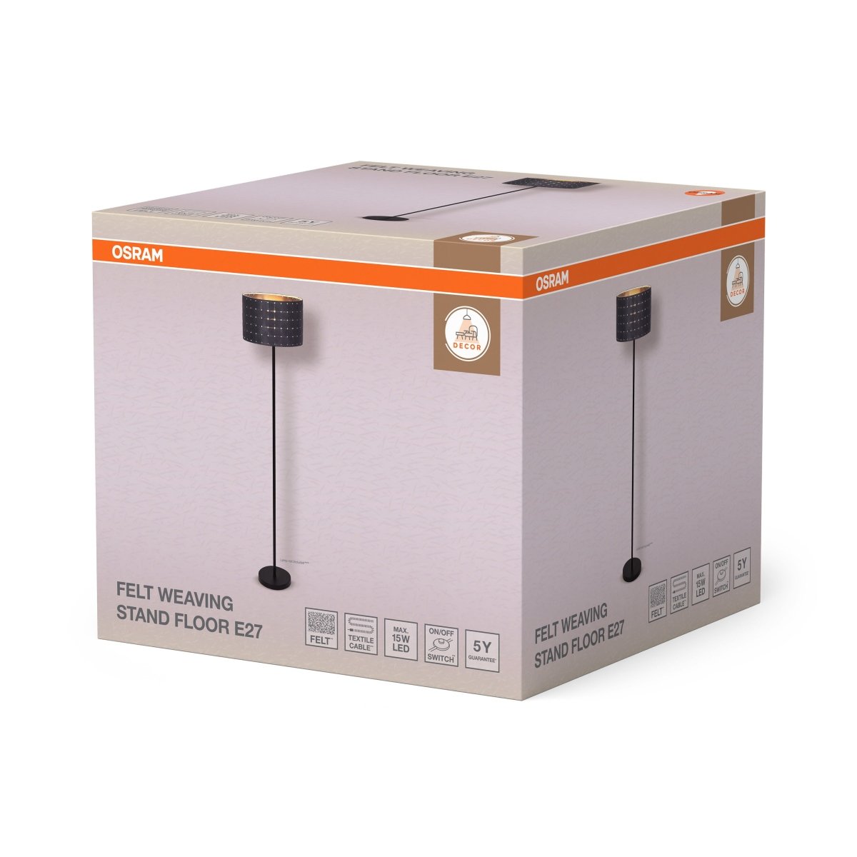 OSRAM Decor Felt Weaving Cans Lampa stojąca E27 ciemnoszara - eshop Ledvance PL 4099854454424