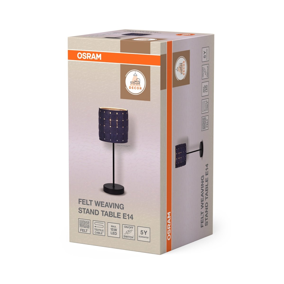OSRAM Decor Felt Weaving Stand Lampa stołowa E14 ciemnoszara - eshop Ledvance PL 4099854454462
