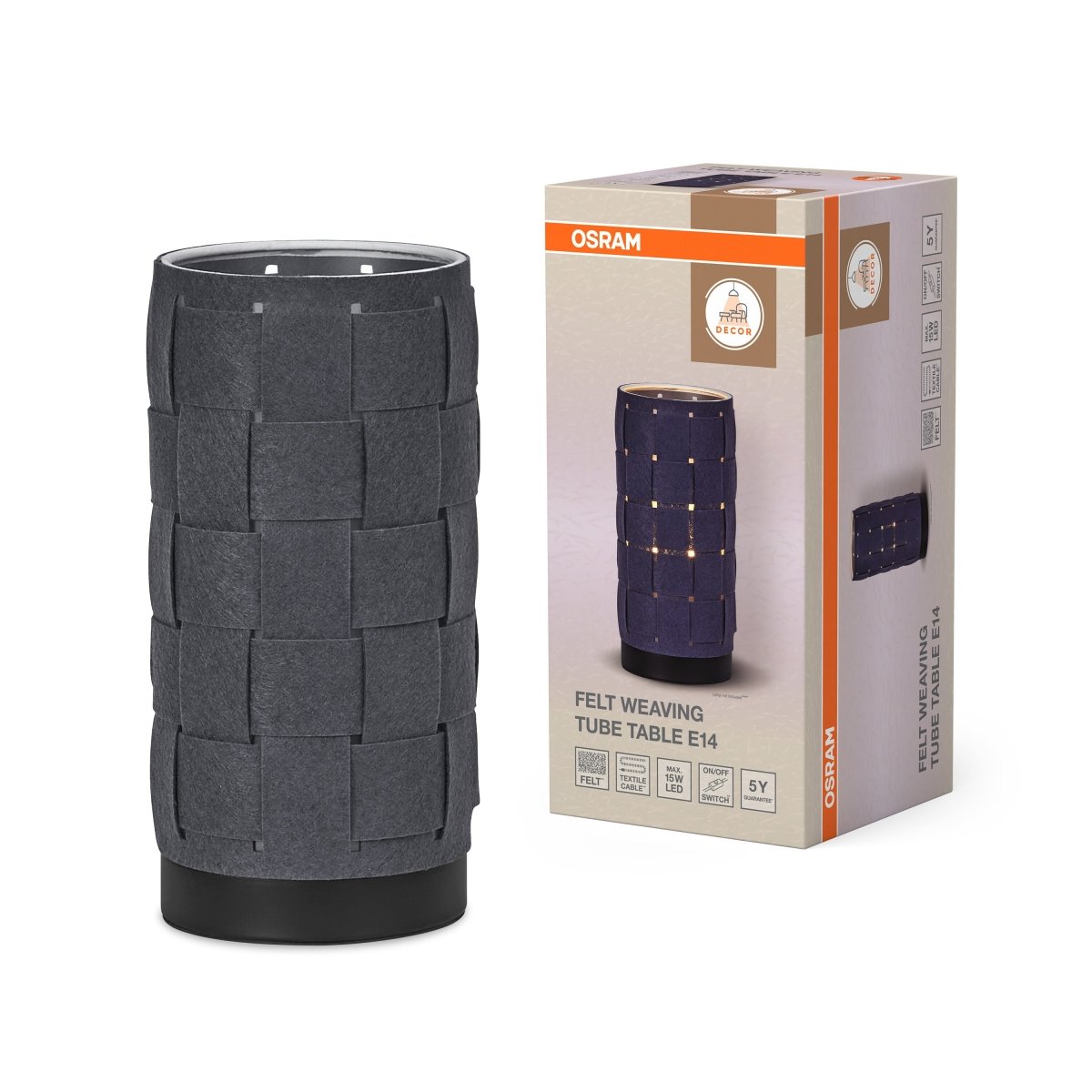 OSRAM Decor Felt Weaving Tube Lampa stołowa E14 ciemnoszara - eshop Ledvance PL 4099854454523