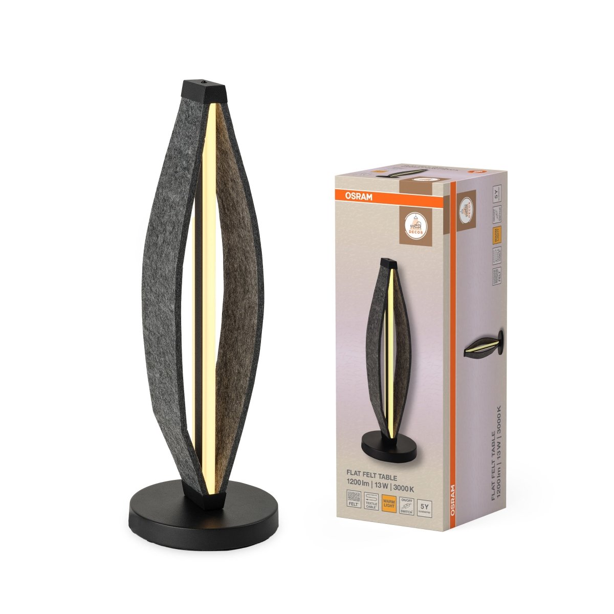 OSRAM Decor Flat Felt Lampa stołowa 13W 830 ciemnoszara - eshop Ledvance PL 4058075847521