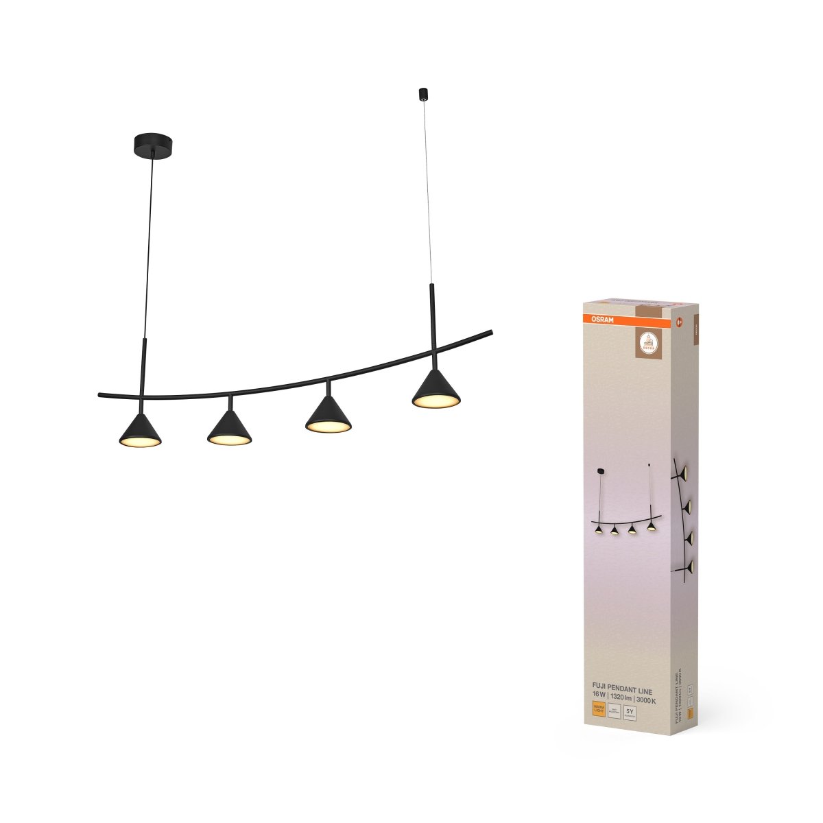 OSRAM Decor Fuji Wisząca 4XE27 liniowy 16W 930 czarny - eshop Ledvance PL 4099854460456