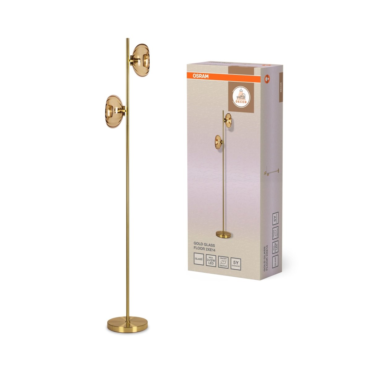 OSRAM Decor Gold Glass Lampa stojąca 2xE14 złota - eshop Ledvance PL 4058075850705
