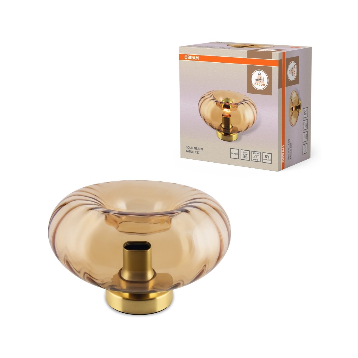 OSRAM Decor Gold Glass Lampa stołowa E27 złota - eshop Ledvance PL 4058075850682